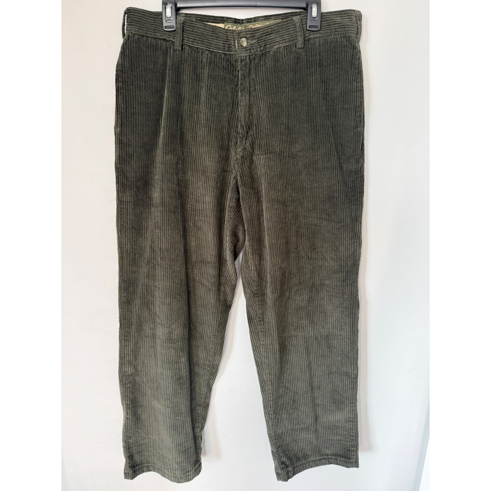 Cabelas Outfitter Series Olive Green Corduroy Pants Mens 36 Cotton Wide Wale